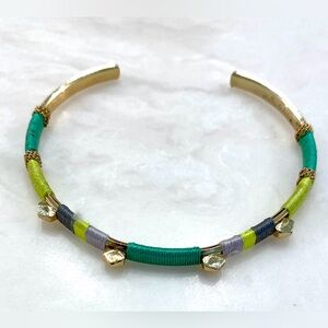 Stella & Dot Teal, Lime & Gray Wrapped Cuff Bracelet